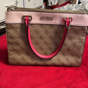 GUESS Two-Tone Pink and Brown Satchel